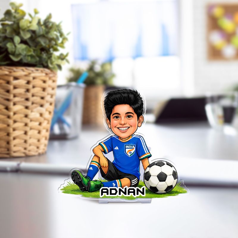 Personalized Soccer Player Bobblehead Caricature Football Theme Car Dashboard | Gift for Soccer Players, Kids & Sports Fans | Solar Powered Moving Head